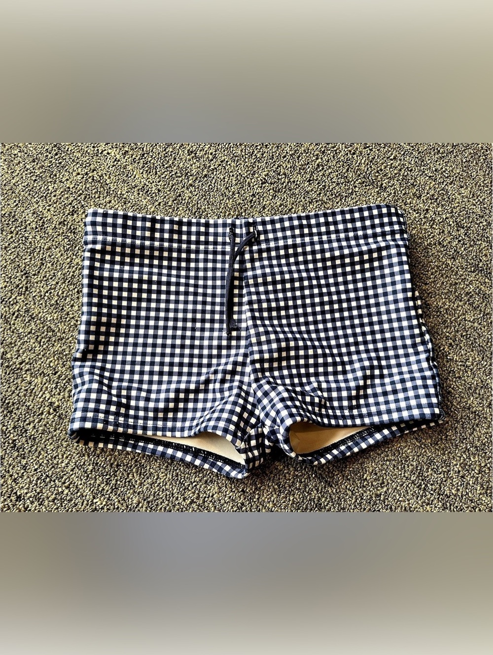Minnow Boys Navy Picnic Gingham Swim Shorts Blue & White Boys 5-6